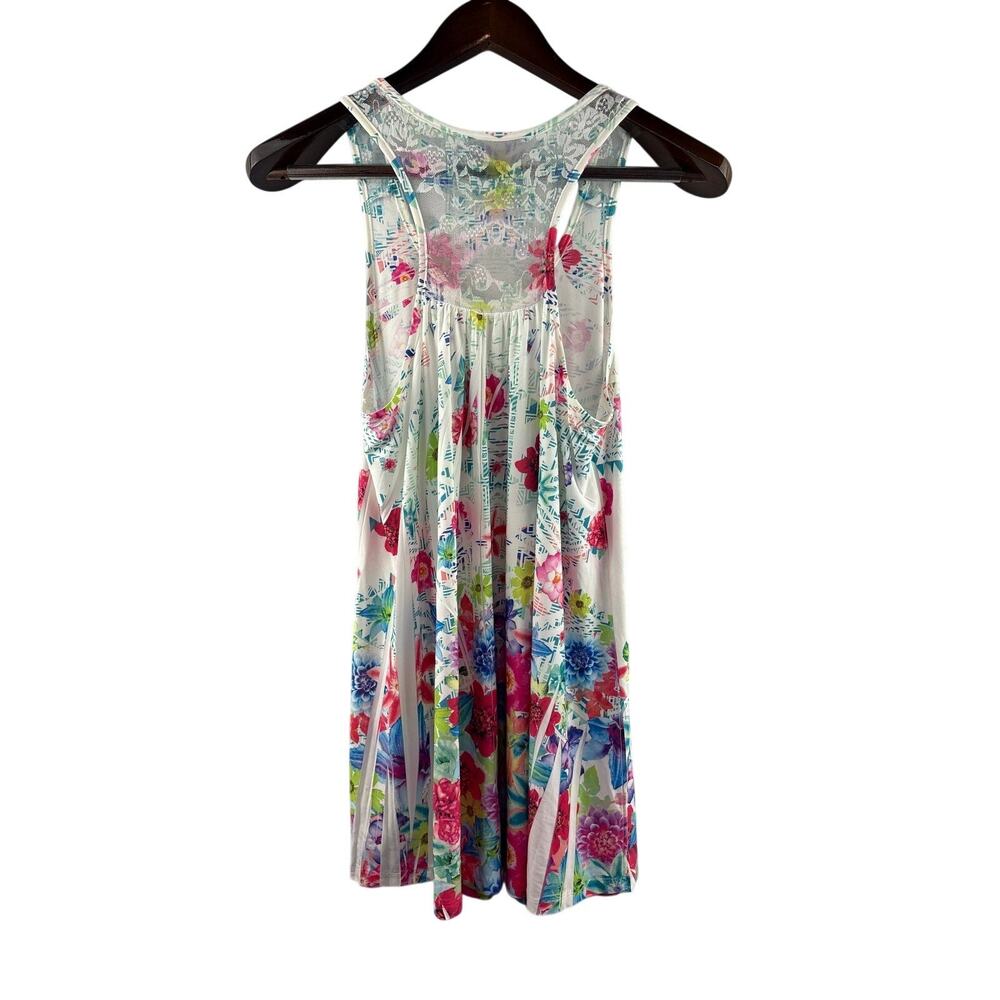 Women’s Sheik Boutique Large White w/ Multicolor Floral Sleeveless Blouse - Picture 3 of 6
